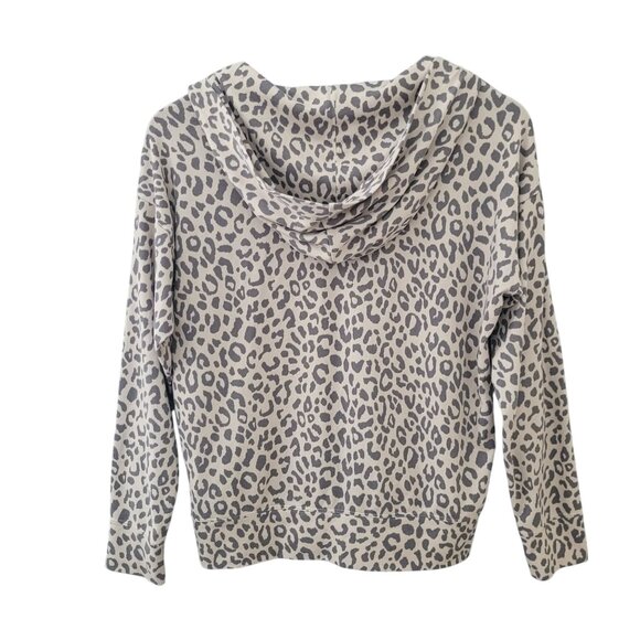 Jenni Intimates Leopard Print Knit Hoodie Womens Size XS Lightweight Soft Cozy - Picture 2 of 8